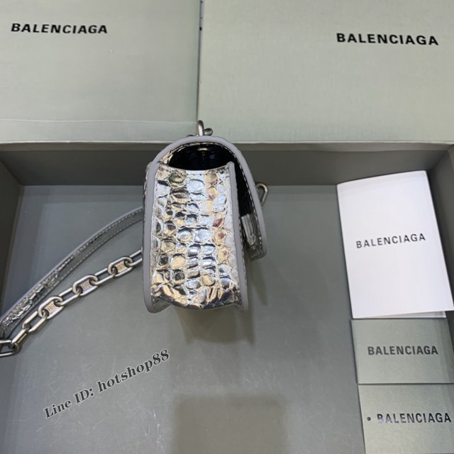 Balenciaga專櫃爆款小號鱷魚銀肩背包 巴黎世家新款Gossip bag斜挎包 fyj1304